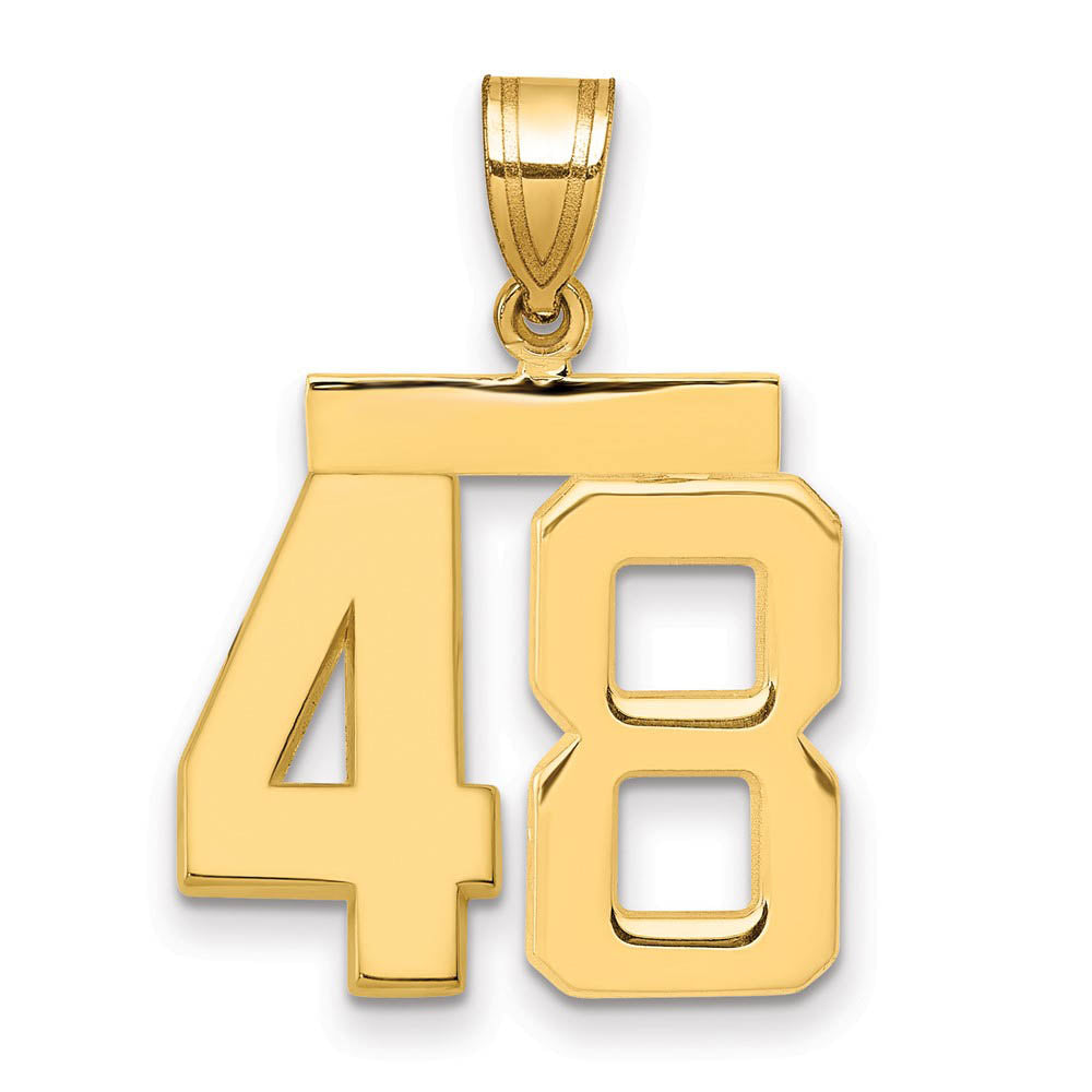 14k Yellow Gold, Athletic Collection Medium Polished Number 48 Pendant, Item P10444-48 by The Black Bow Jewelry Co.