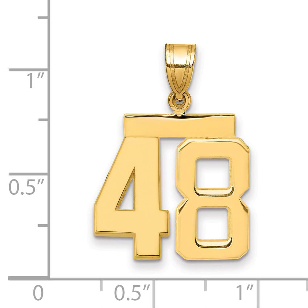 Alternate view of the 14k Yellow Gold, Athletic Collection Medium Polished Number 48 Pendant by The Black Bow Jewelry Co.