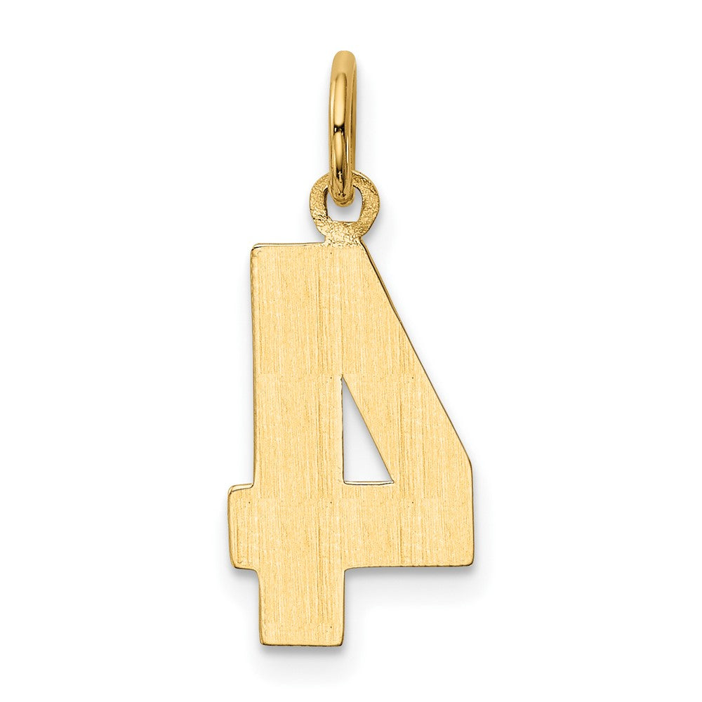 Alternate view of the 14k Yellow Gold, Athletic Collection Medium Polished Number 4 Pendant by The Black Bow Jewelry Co.