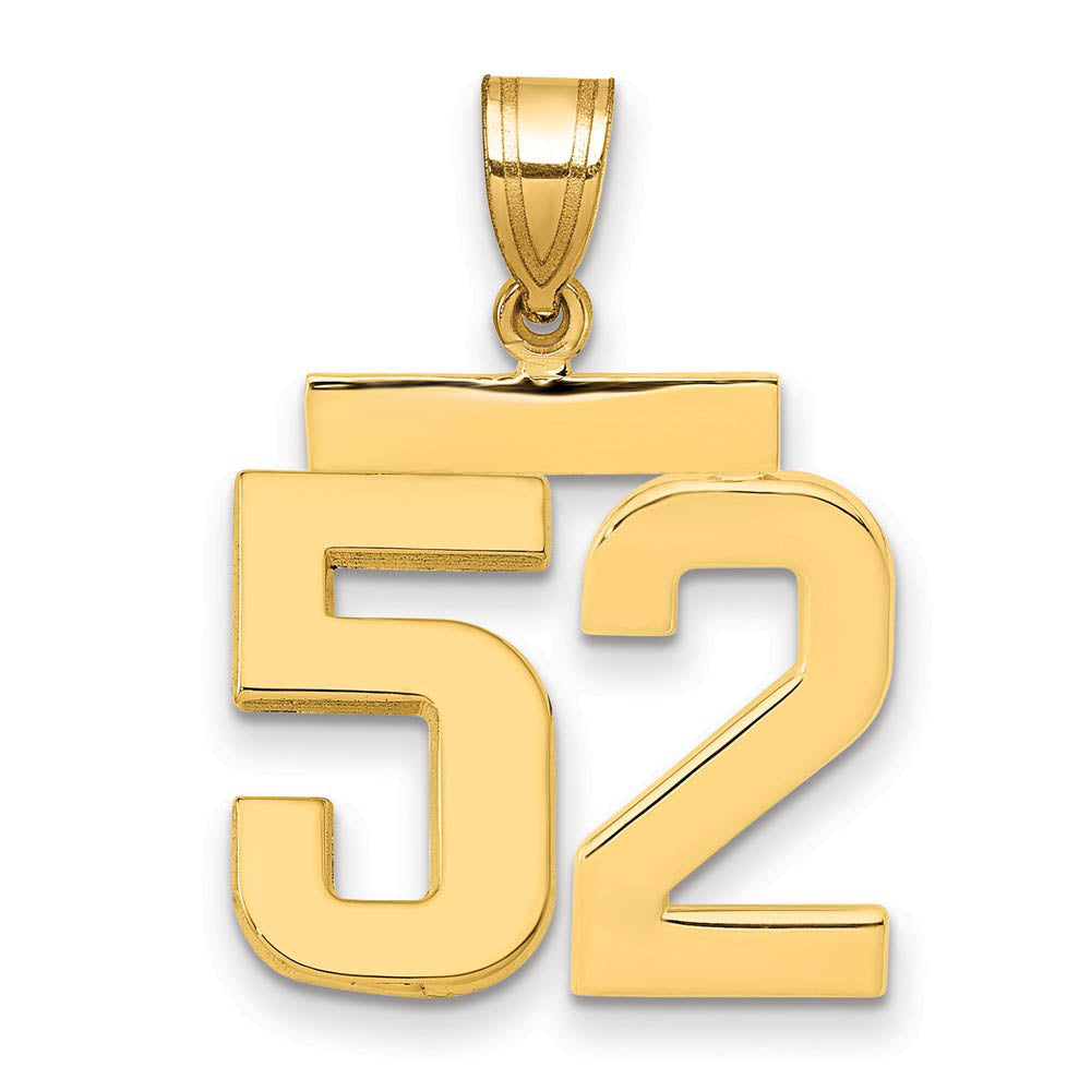 14k Yellow Gold, Athletic Collection Medium Polished Number 52 Pendant, Item P10444-52 by The Black Bow Jewelry Co.