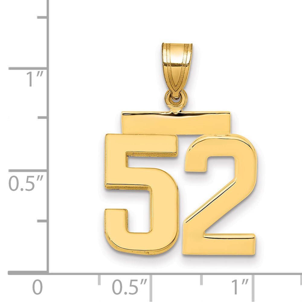 Alternate view of the 14k Yellow Gold, Athletic Collection Medium Polished Number 52 Pendant by The Black Bow Jewelry Co.