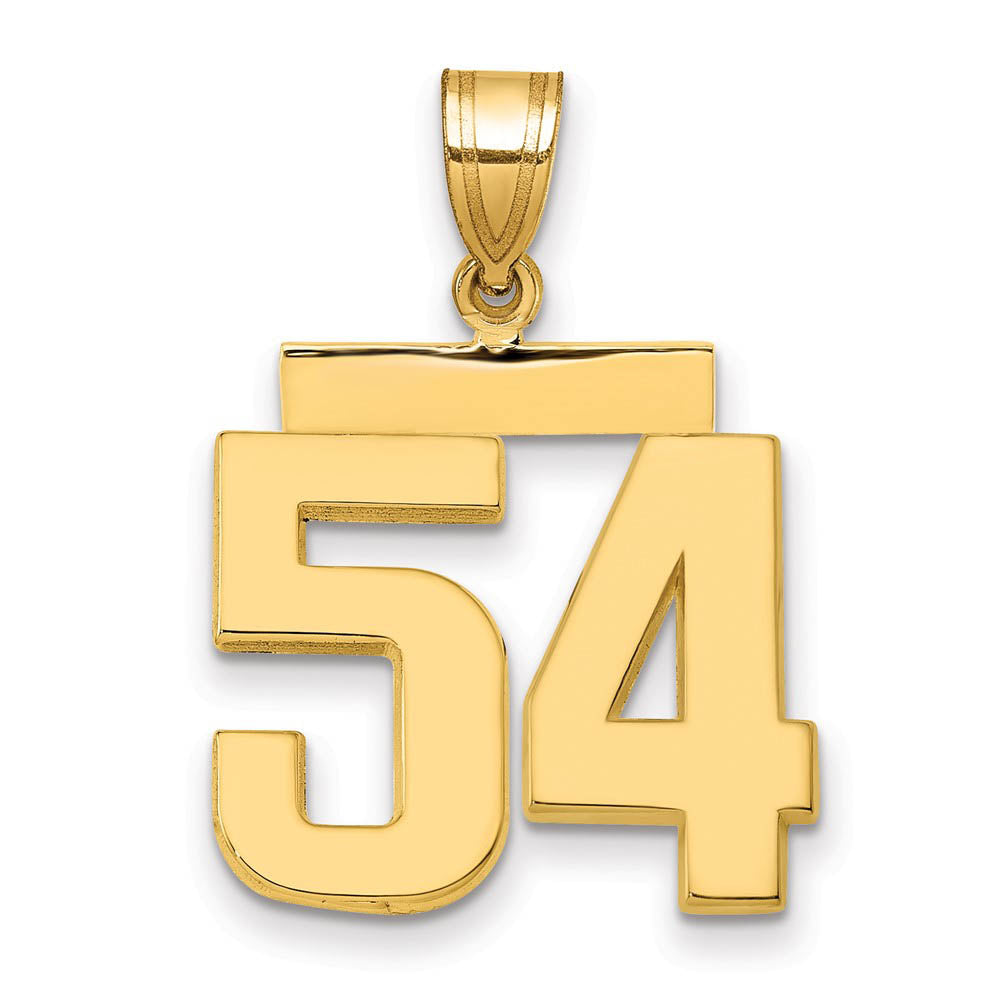 14k Yellow Gold, Athletic Collection Medium Polished Number 54 Pendant, Item P10444-54 by The Black Bow Jewelry Co.