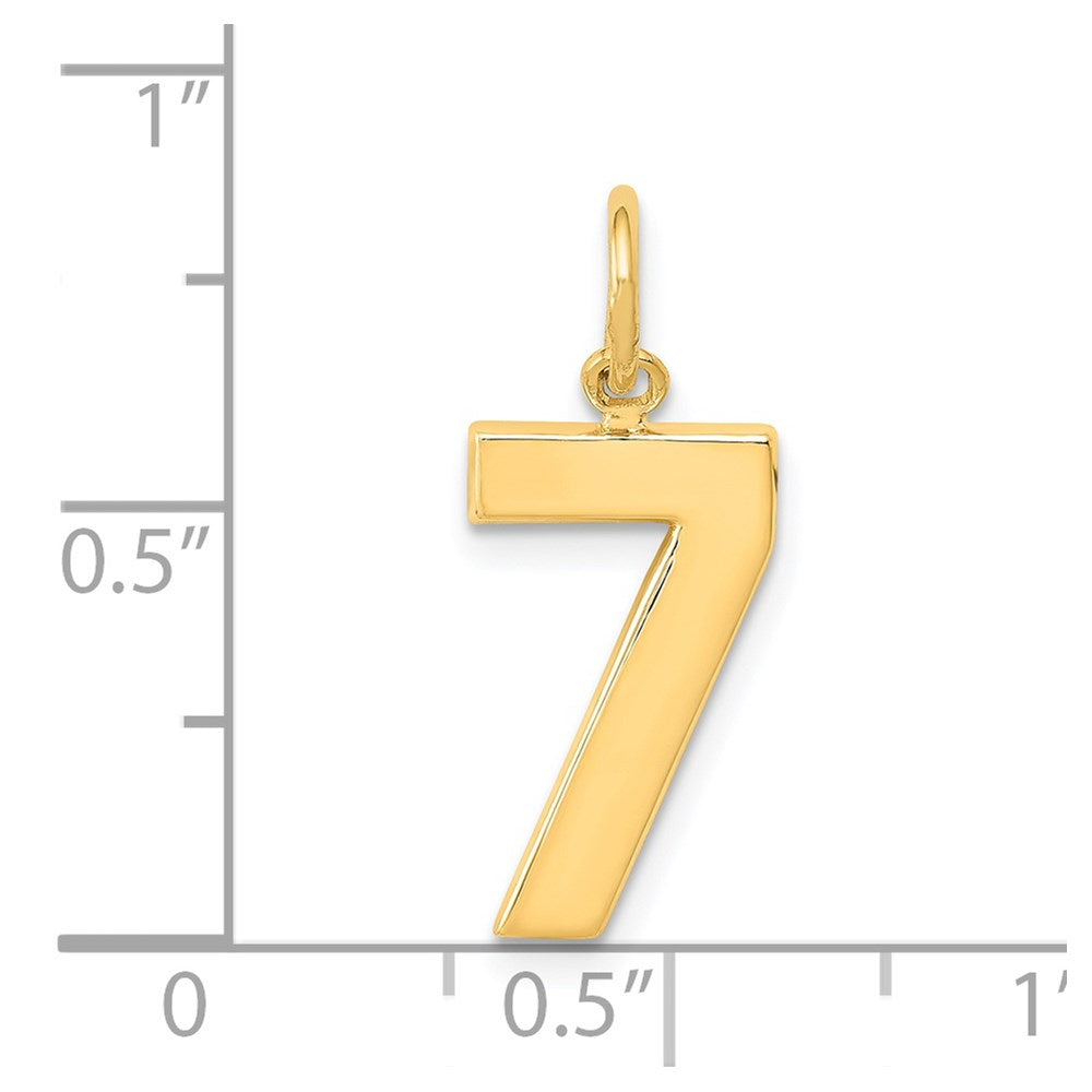 Alternate view of the 14k Yellow Gold, Athletic Collection Medium Polished Number 7 Pendant by The Black Bow Jewelry Co.