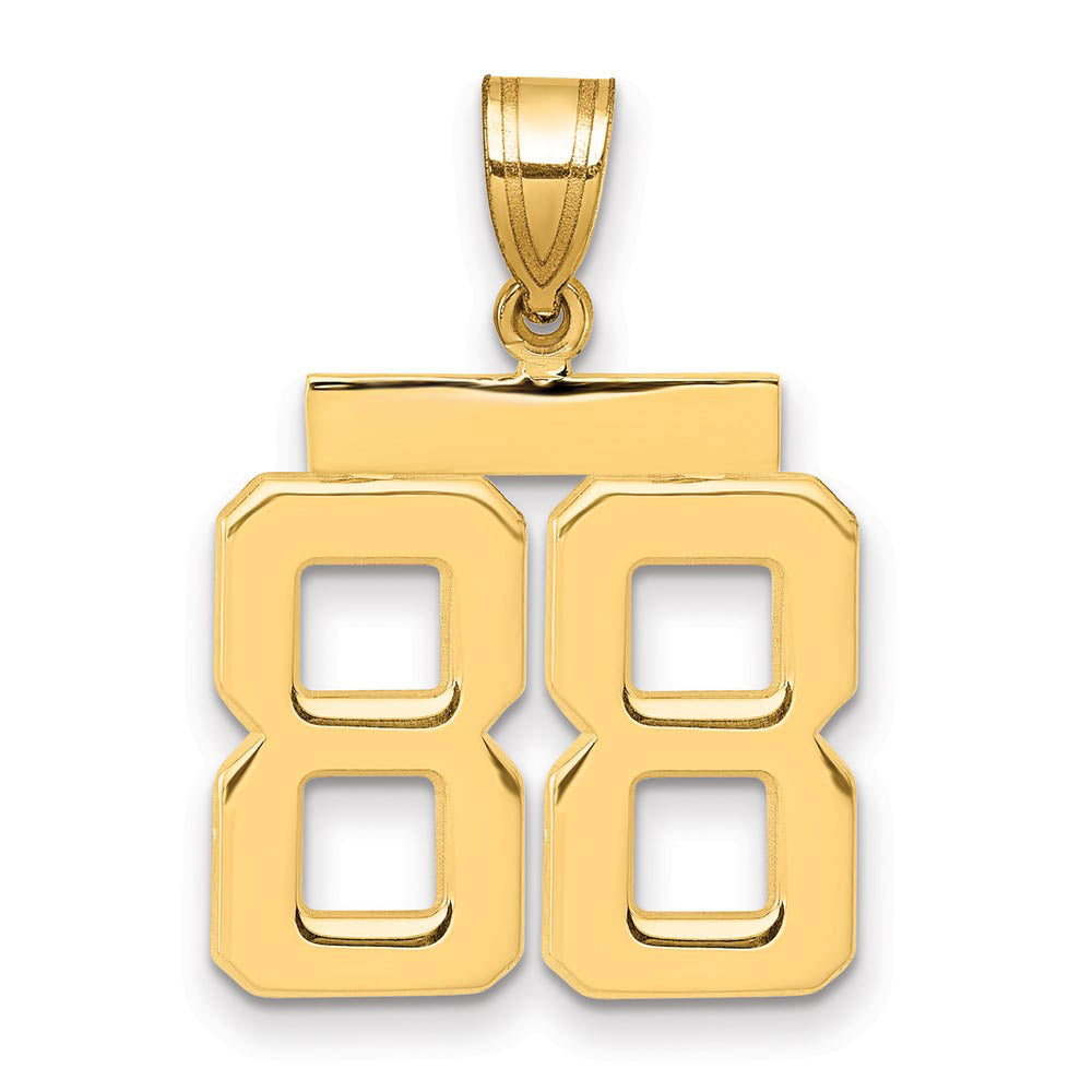 14k Yellow Gold, Athletic Collection Medium Polished Number 88 Pendant, Item P10444-88 by The Black Bow Jewelry Co.