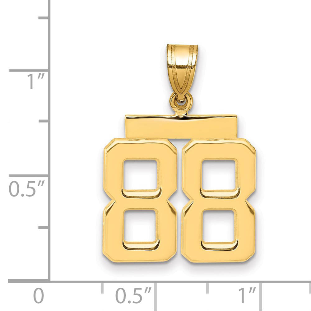 Alternate view of the 14k Yellow Gold, Athletic Collection Medium Polished Number 88 Pendant by The Black Bow Jewelry Co.