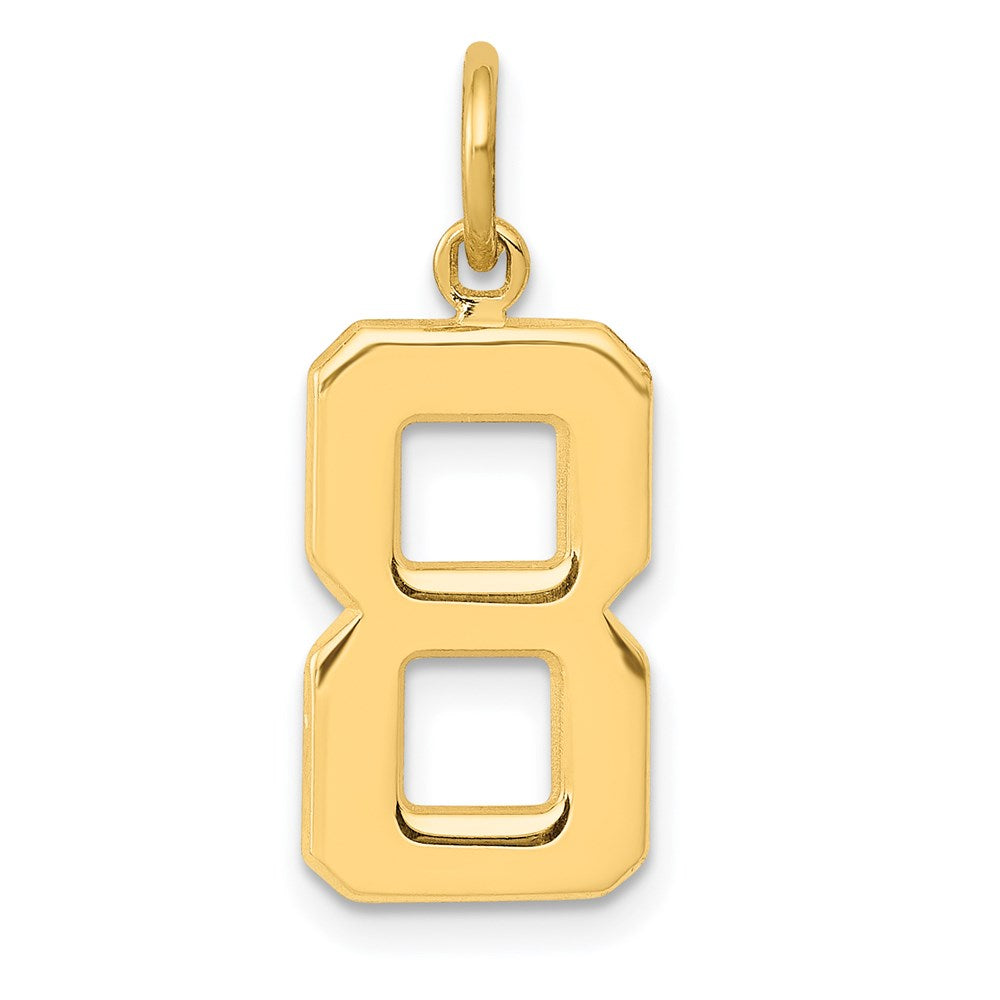 14k Yellow Gold, Athletic Collection Medium Polished Number 8 Pendant, Item P10444-8 by The Black Bow Jewelry Co.