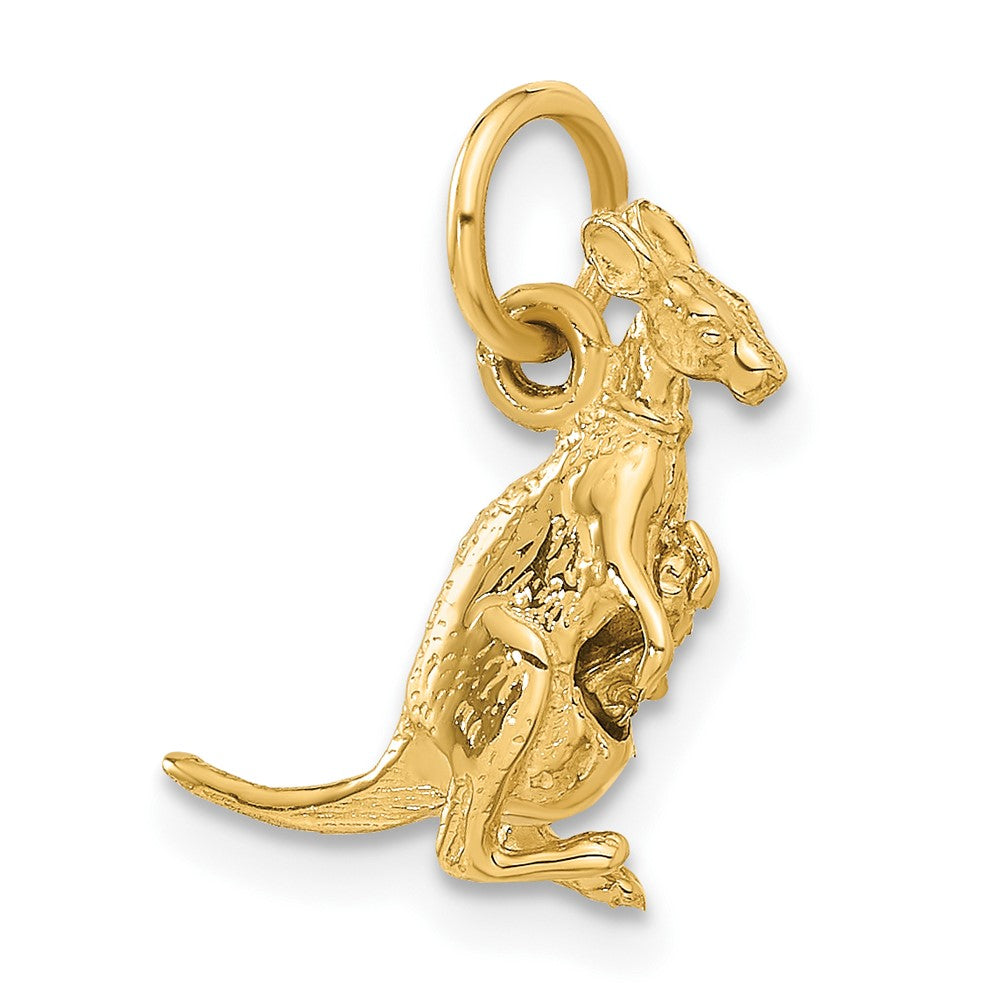 Alternate view of the 14k Yellow Gold 3D Kangaroo with Joey Charm or Pendant by The Black Bow Jewelry Co.