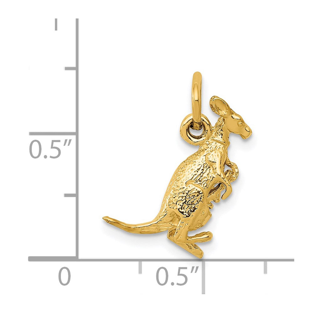 Alternate view of the 14k Yellow Gold 3D Kangaroo with Joey Charm or Pendant by The Black Bow Jewelry Co.