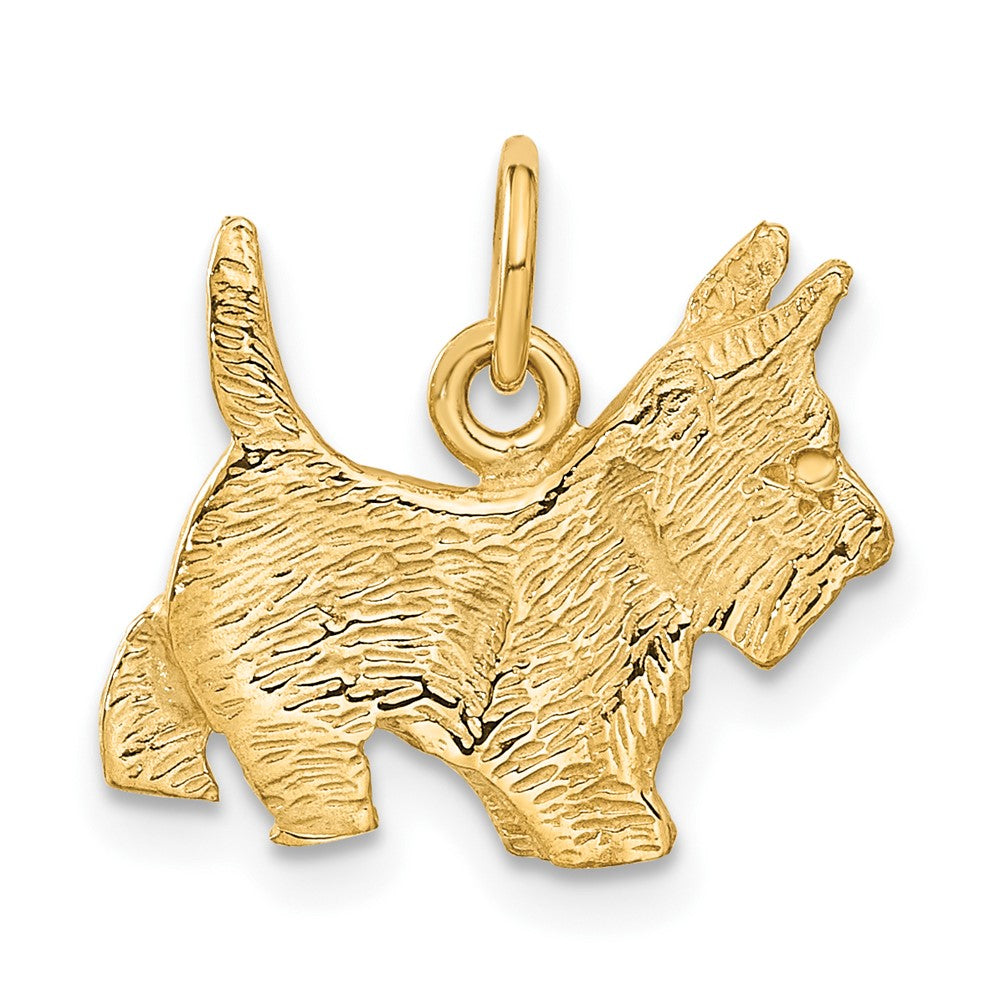Alternate view of the 14k Yellow Gold and Ruby 3D Scottie Charm or Pendant by The Black Bow Jewelry Co.