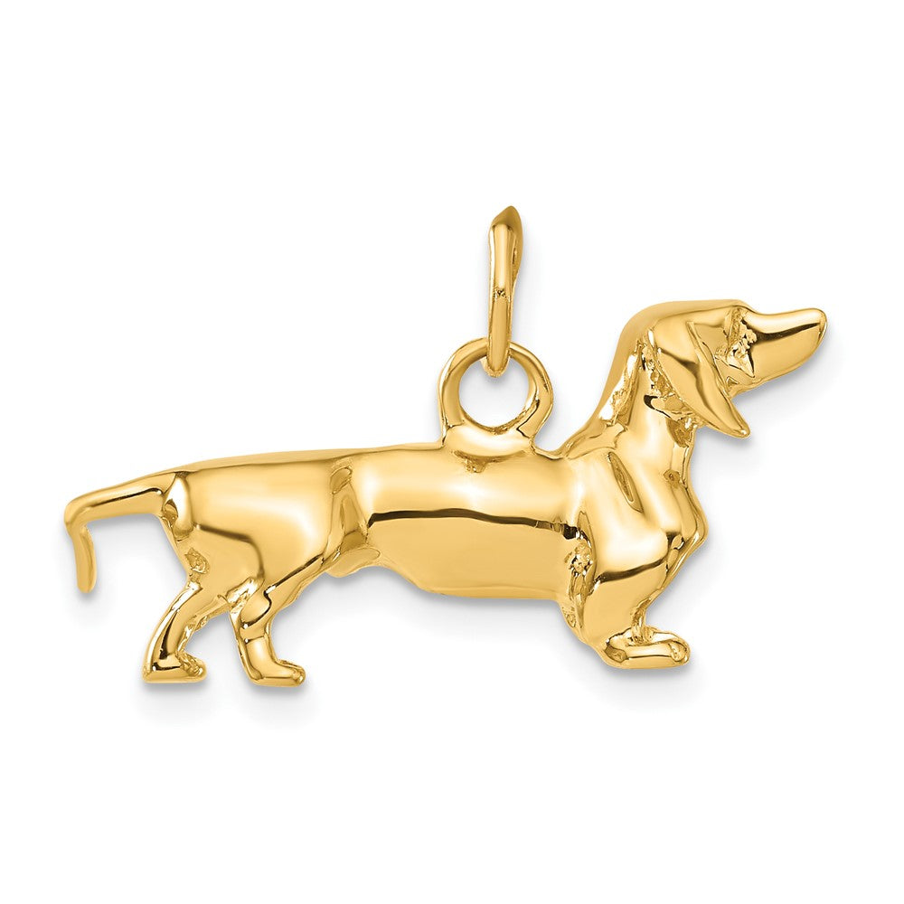 14k Yellow Gold 3D Dachshund Pendant, Item P10462 by The Black Bow Jewelry Co.