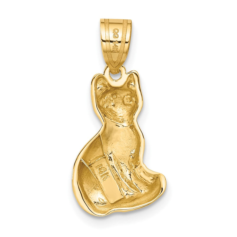 Alternate view of the 14k Yellow Gold Polished Cat Pendant by The Black Bow Jewelry Co.