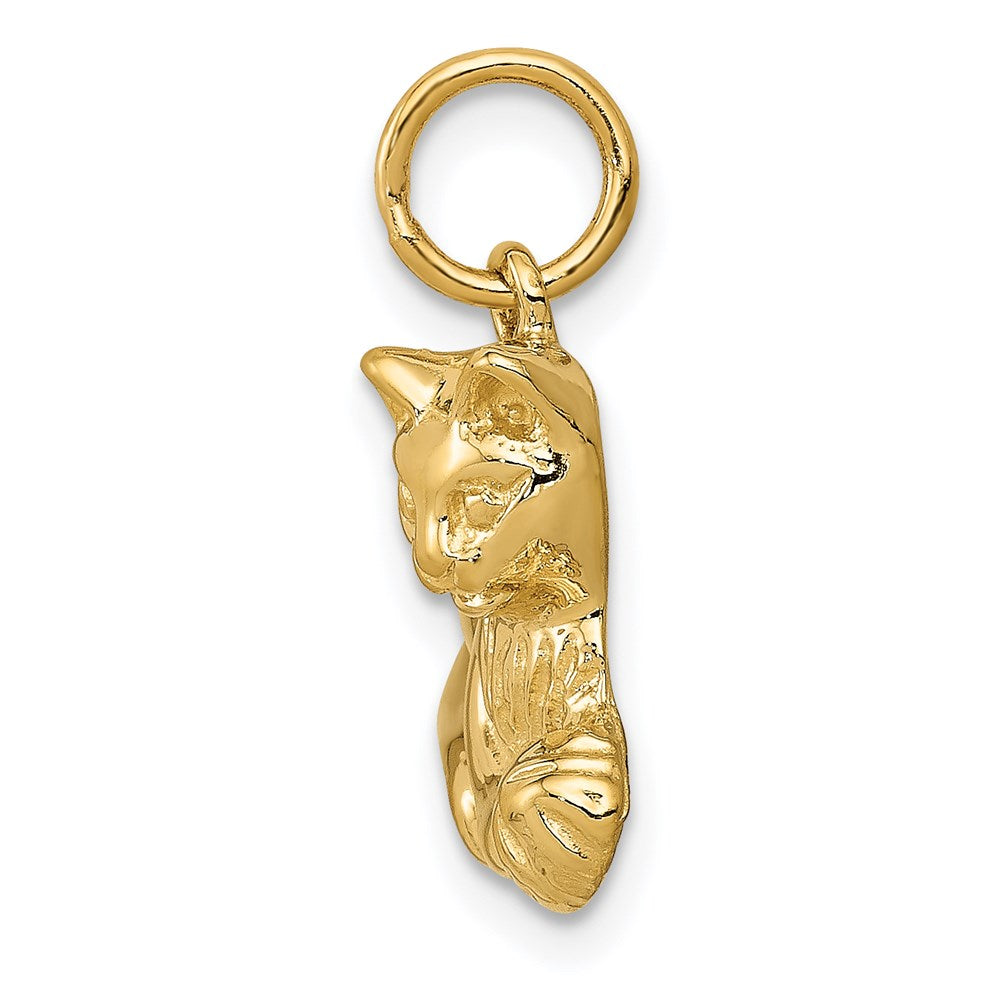 Alternate view of the 14k Yellow Gold 2D Cat and Ball Charm or Pendant by The Black Bow Jewelry Co.