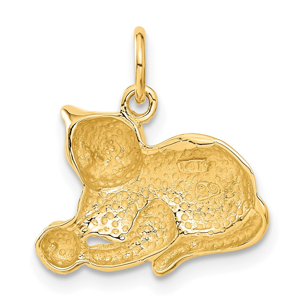 Alternate view of the 14k Yellow Gold 2D Cat and Ball Charm or Pendant by The Black Bow Jewelry Co.
