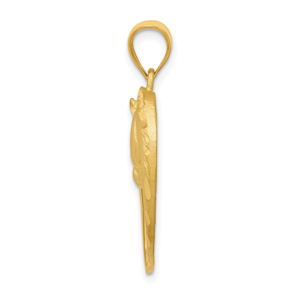 Alternate view of the 14k Yellow Gold Horse Head and Heart Pendant, 22mm by The Black Bow Jewelry Co.