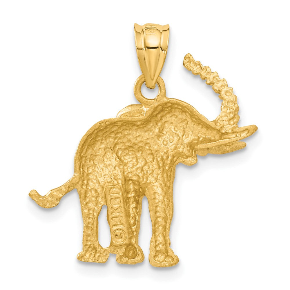 Alternate view of the 14k Yellow Gold Satin and Diamond Cut Elephant Pendant by The Black Bow Jewelry Co.