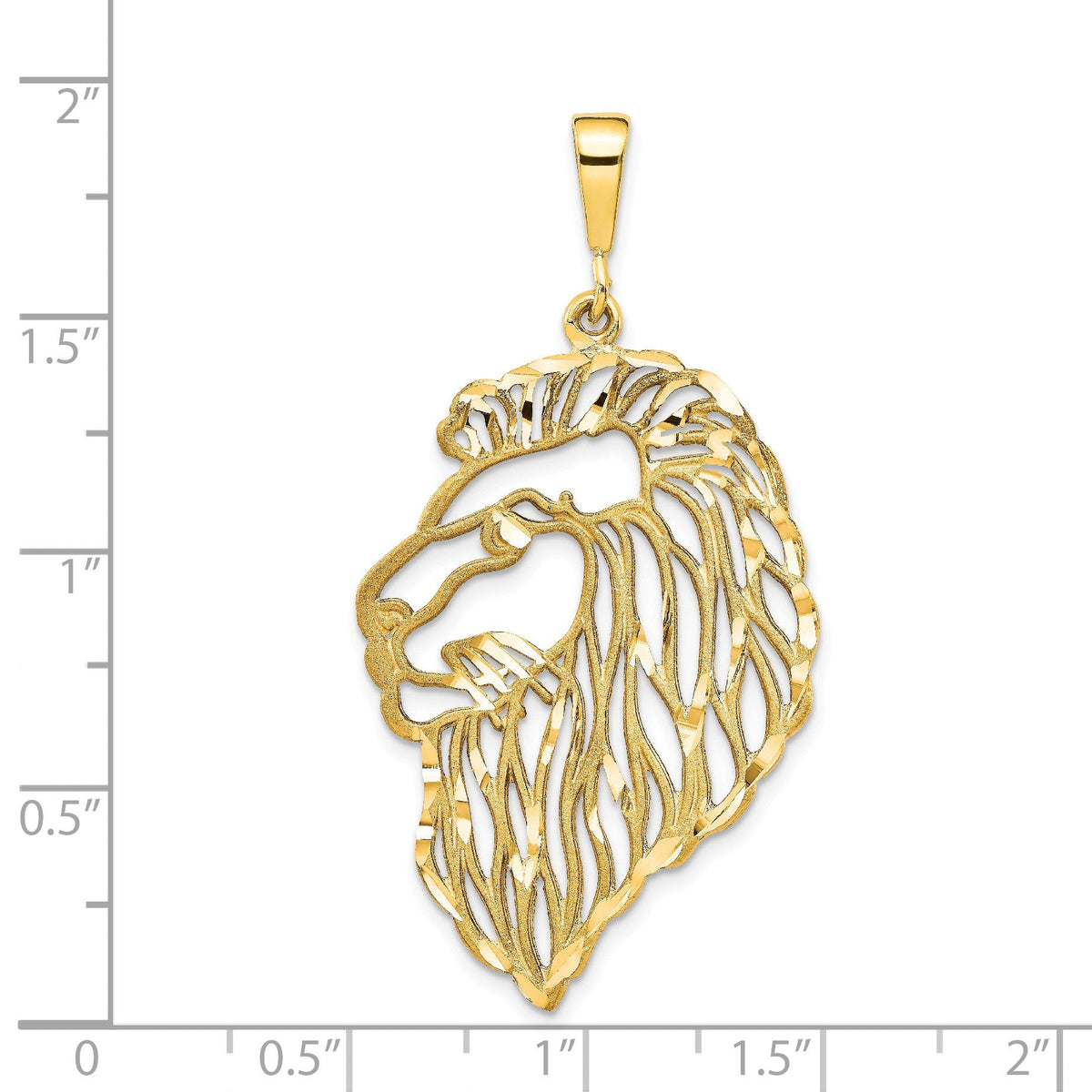 Alternate view of the 14k Yellow Gold Large Diamond Cut Filigree Lion&#39;s Head Pendant by The Black Bow Jewelry Co.