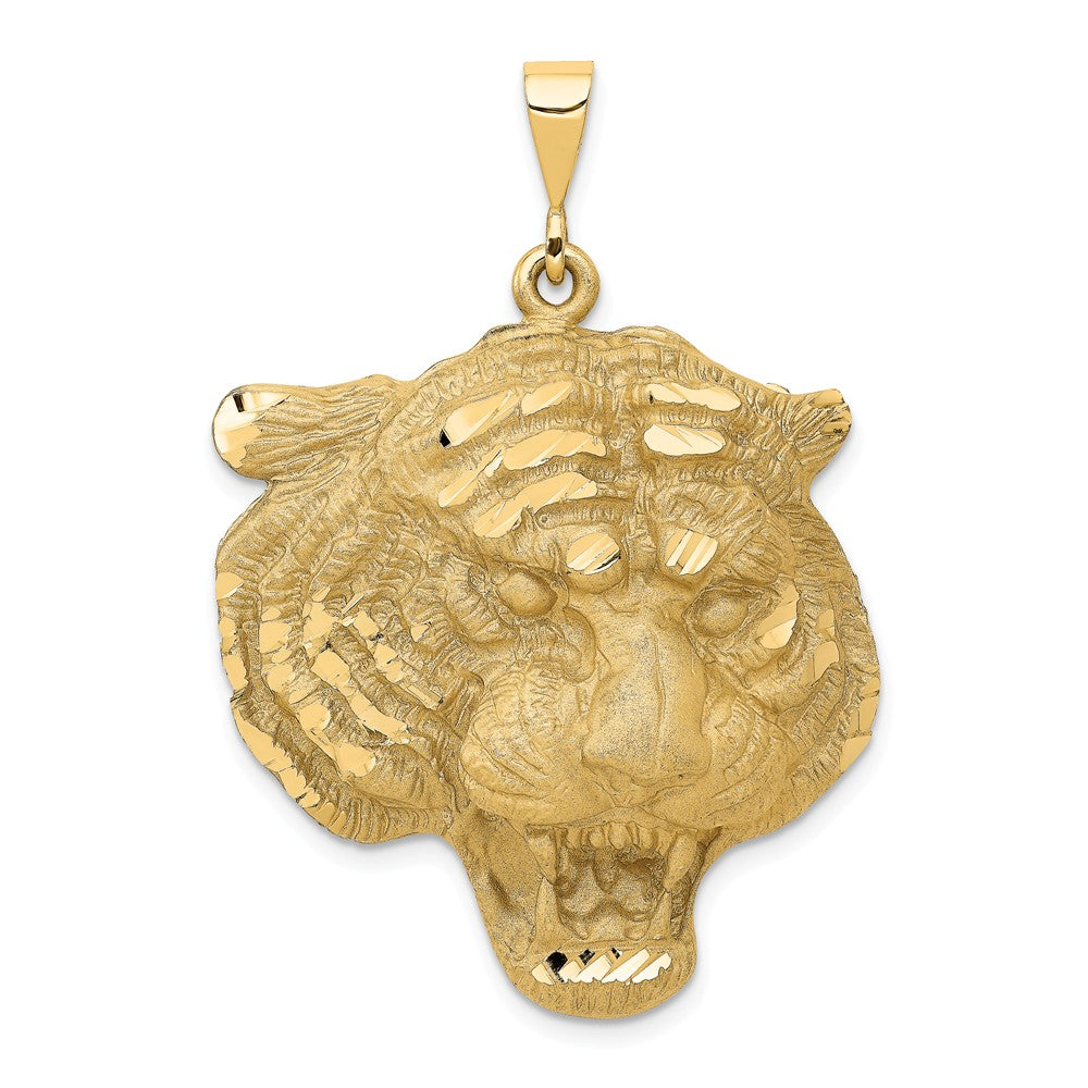 14k Yellow Gold Large Tiger&#39;s Head Pendant, Item P10480 by The Black Bow Jewelry Co.
