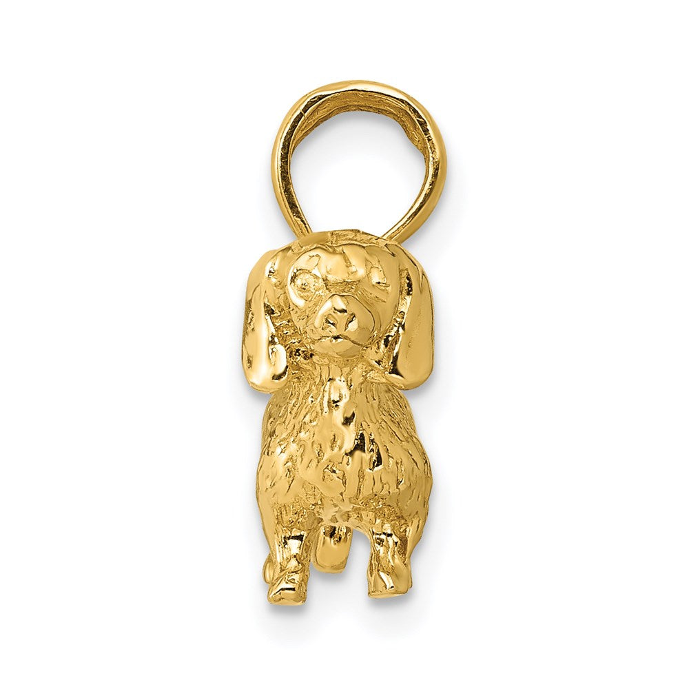 Alternate view of the 14k Yellow Gold 3D Wire Haired Dachshund Pendant by The Black Bow Jewelry Co.