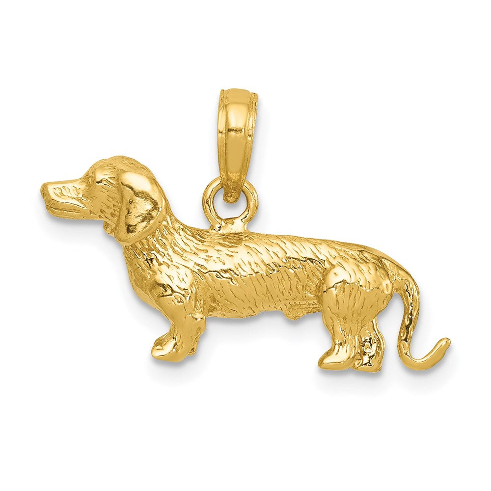 Alternate view of the 14k Yellow Gold 3D Wire Haired Dachshund Pendant by The Black Bow Jewelry Co.