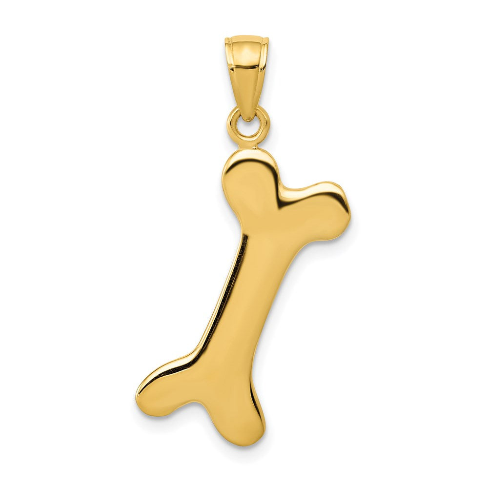 14k Yellow Gold Large Polished Dog Bone Pendant, Item P10495 by The Black Bow Jewelry Co.