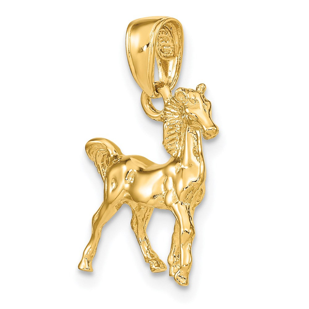 Alternate view of the 14k Yellow Gold 3D Small Walking Horse Pendant by The Black Bow Jewelry Co.