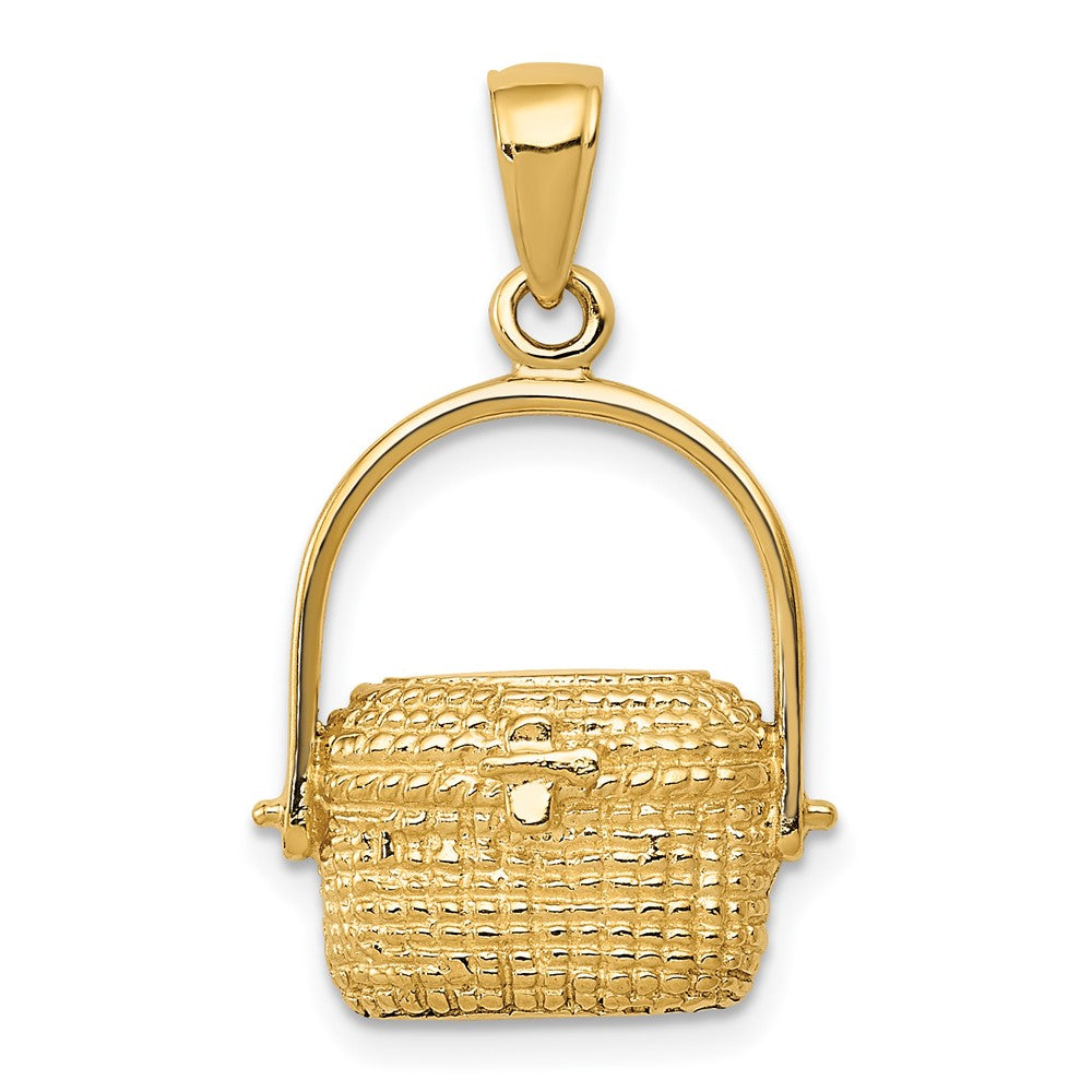 14k Yellow Gold Large 2D Nantucket Basket Pendant, Item P10521 by The Black Bow Jewelry Co.