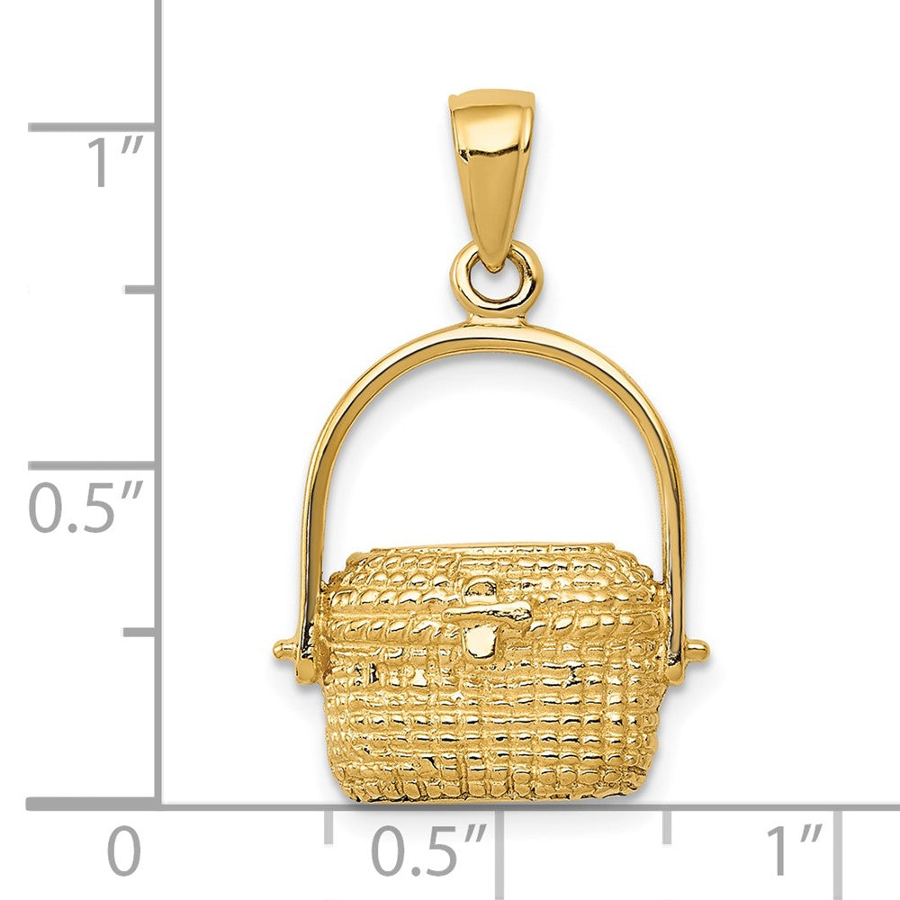 Alternate view of the 14k Yellow Gold Large 2D Nantucket Basket Pendant by The Black Bow Jewelry Co.