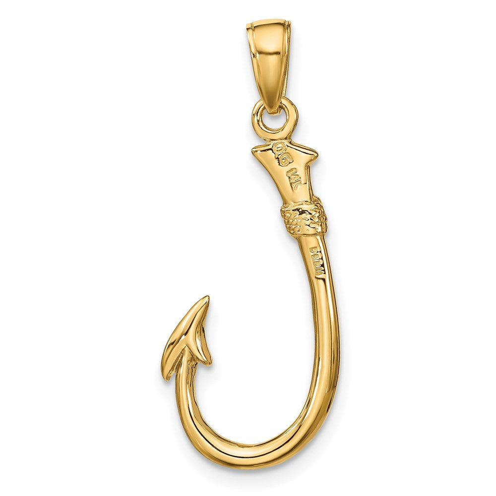 Alternate view of the 14k Yellow Gold 3D Fishhook Pendant by The Black Bow Jewelry Co.