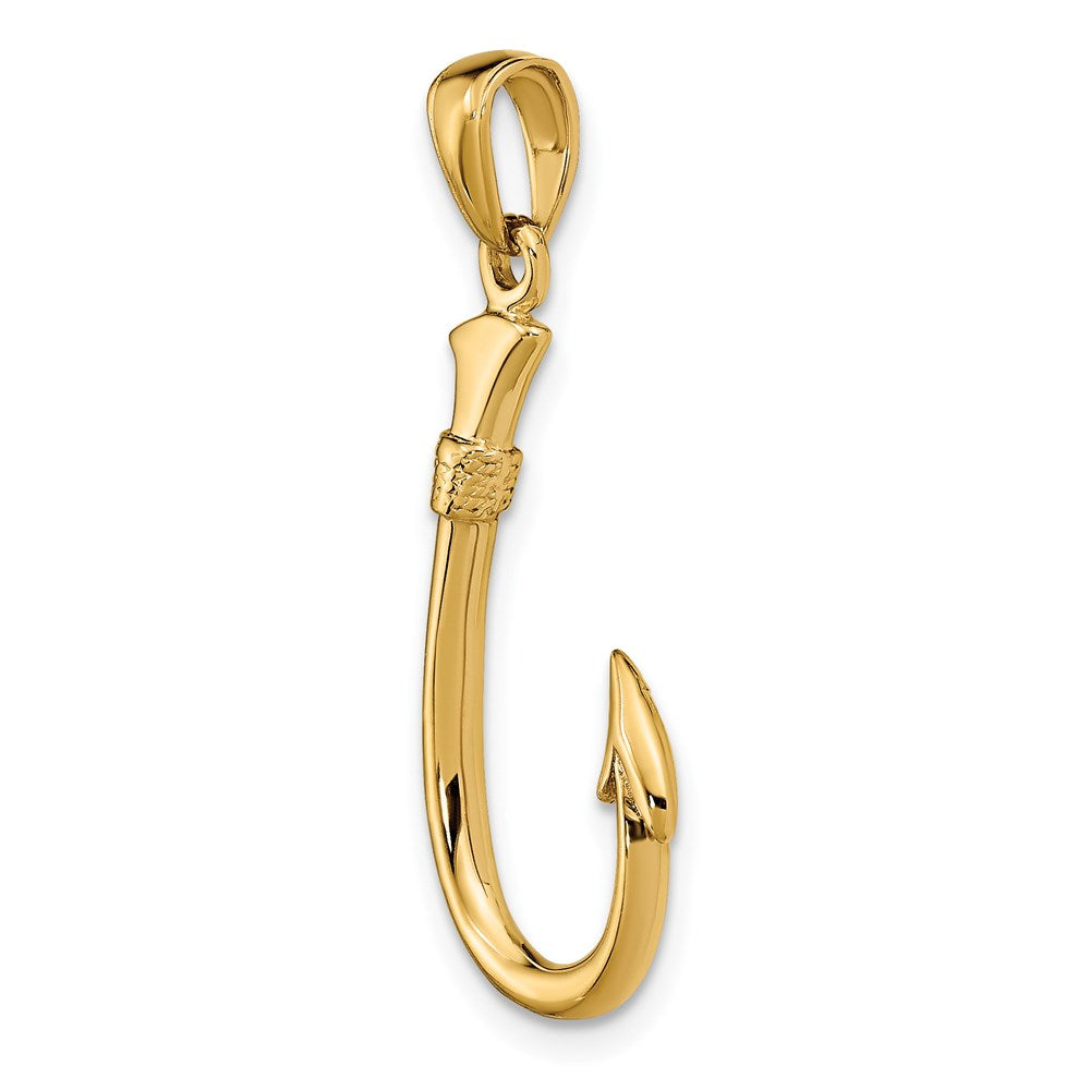 Alternate view of the 14k Yellow Gold 3D Fishhook Pendant by The Black Bow Jewelry Co.