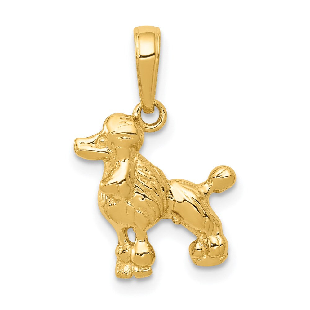 14k Yellow Gold Mini Textured Poodle Pendant, Item P10537 by The Black Bow Jewelry Co.