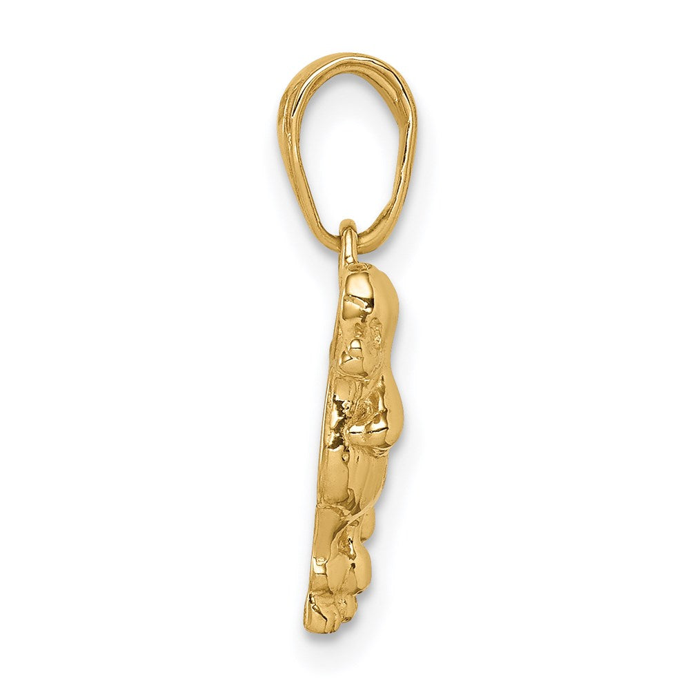 Alternate view of the 14k Yellow Gold Mini Textured Poodle Pendant by The Black Bow Jewelry Co.