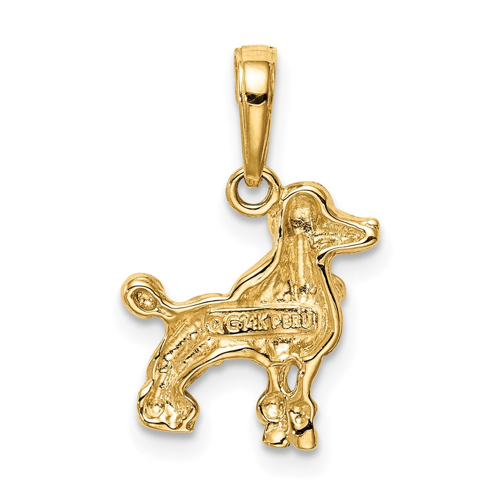 Alternate view of the 14k Yellow Gold Mini Textured Poodle Pendant by The Black Bow Jewelry Co.