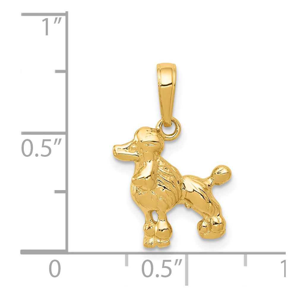 Alternate view of the 14k Yellow Gold Mini Textured Poodle Pendant by The Black Bow Jewelry Co.