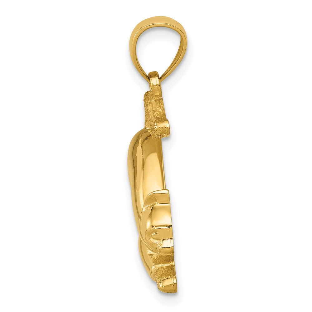 Alternate view of the 14k Yellow Gold 2D Polished Stretching Cat Pendant by The Black Bow Jewelry Co.