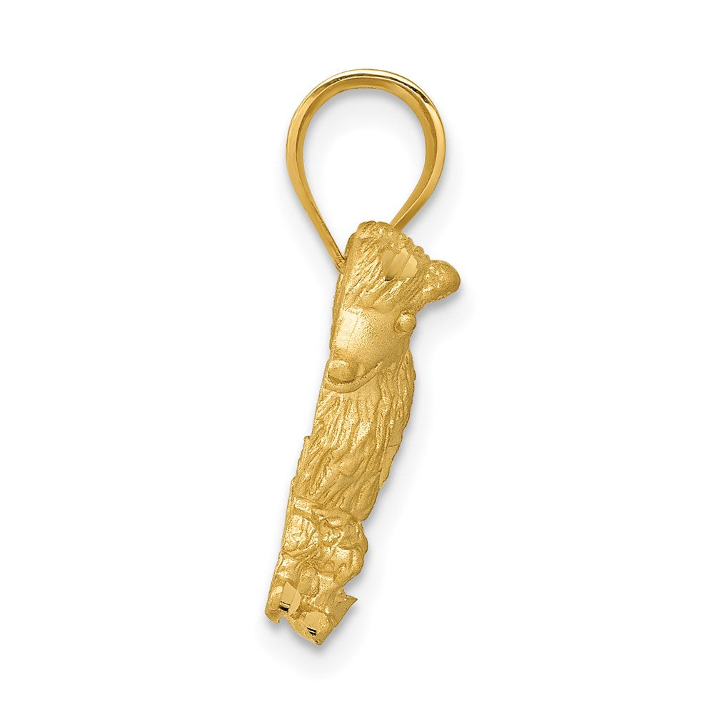 Alternate view of the 14k Yellow Gold Satin and Diamond Cut Poodle Charm or Pendant by The Black Bow Jewelry Co.