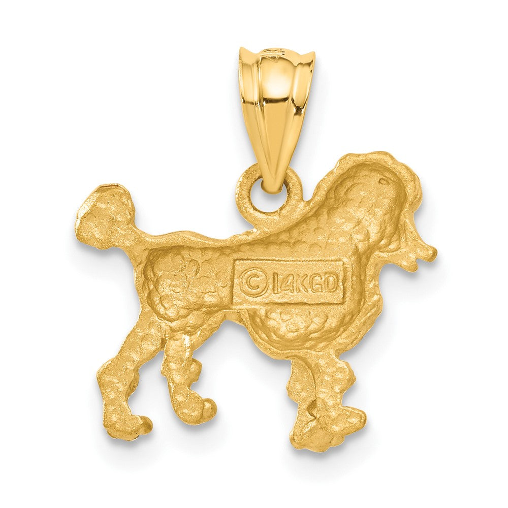 Alternate view of the 14k Yellow Gold Satin and Diamond Cut Poodle Charm or Pendant by The Black Bow Jewelry Co.