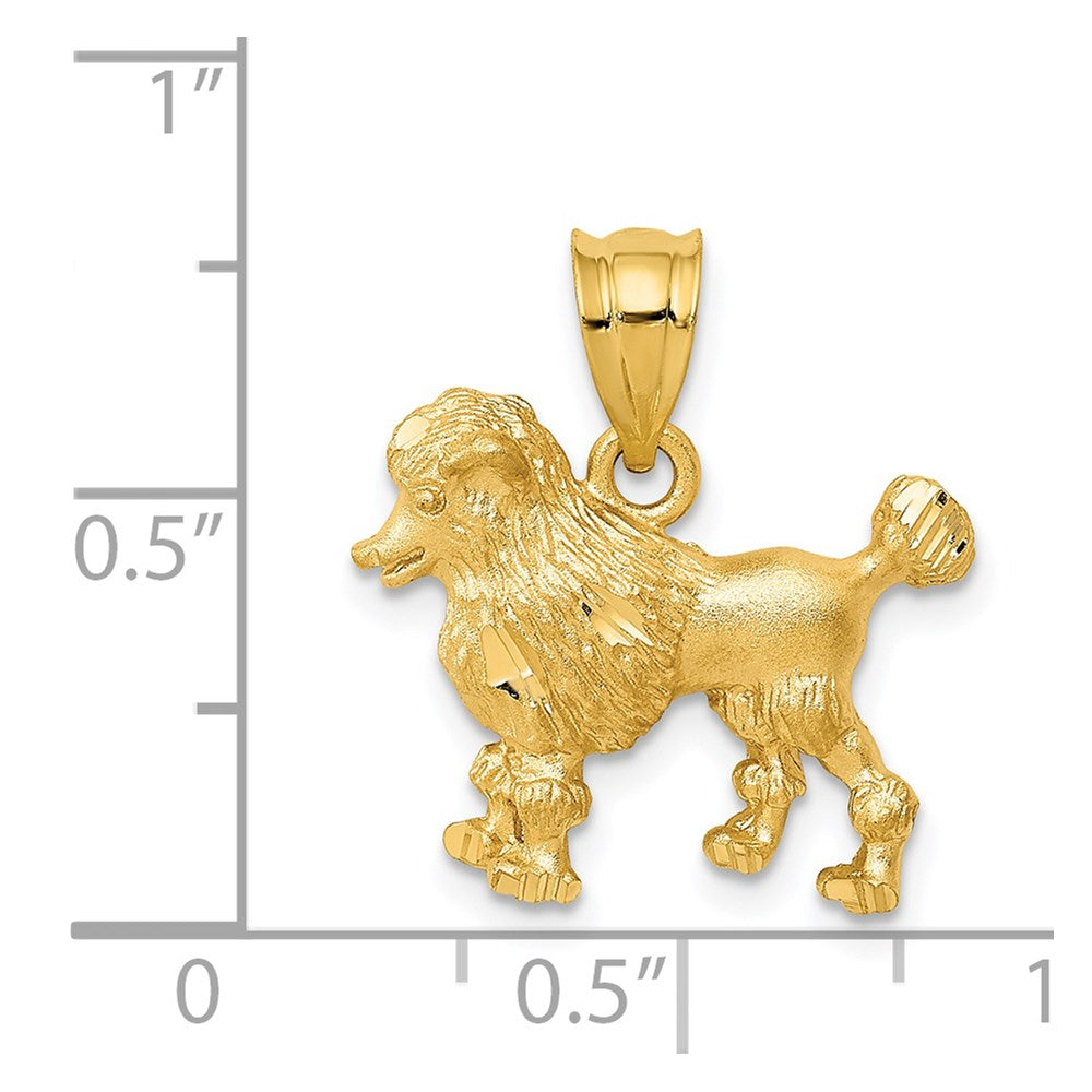 Alternate view of the 14k Yellow Gold Satin and Diamond Cut Poodle Charm or Pendant by The Black Bow Jewelry Co.