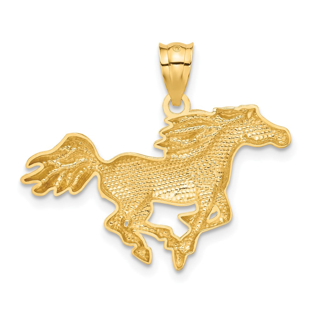 Alternate view of the 14k Yellow Gold Polished Galloping Horse Pendant by The Black Bow Jewelry Co.