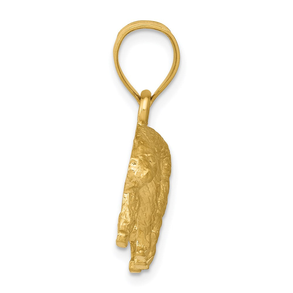 Alternate view of the 14k Yellow Gold Satin and Diamond Cut Bear Pendant, 24mm by The Black Bow Jewelry Co.