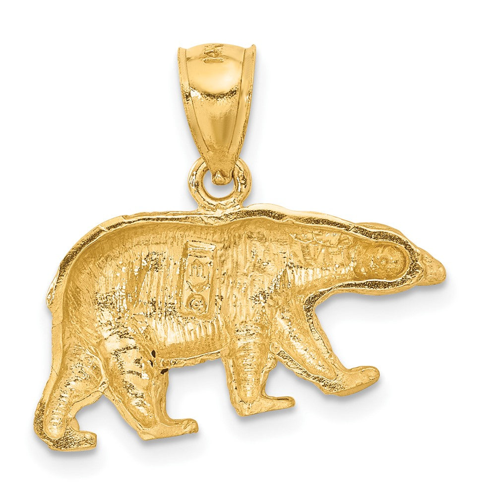 Alternate view of the 14k Yellow Gold Satin and Diamond Cut Bear Pendant, 24mm by The Black Bow Jewelry Co.