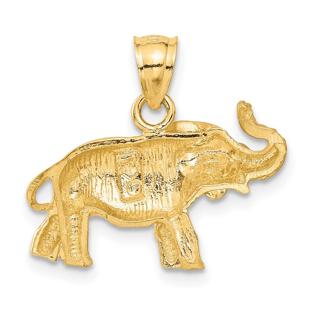 Alternate view of the 14k Yellow Gold Diamond Cut Trumpeting Elephant Pendant by The Black Bow Jewelry Co.