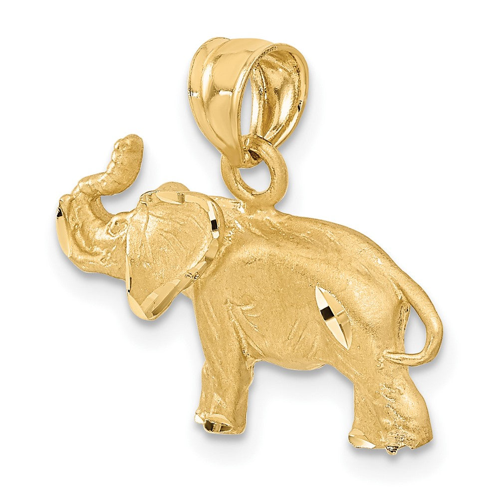 Alternate view of the 14k Yellow Gold Diamond Cut Trumpeting Elephant Pendant by The Black Bow Jewelry Co.