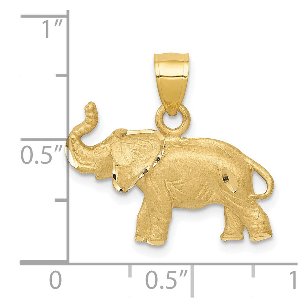 Alternate view of the 14k Yellow Gold Diamond Cut Trumpeting Elephant Pendant by The Black Bow Jewelry Co.