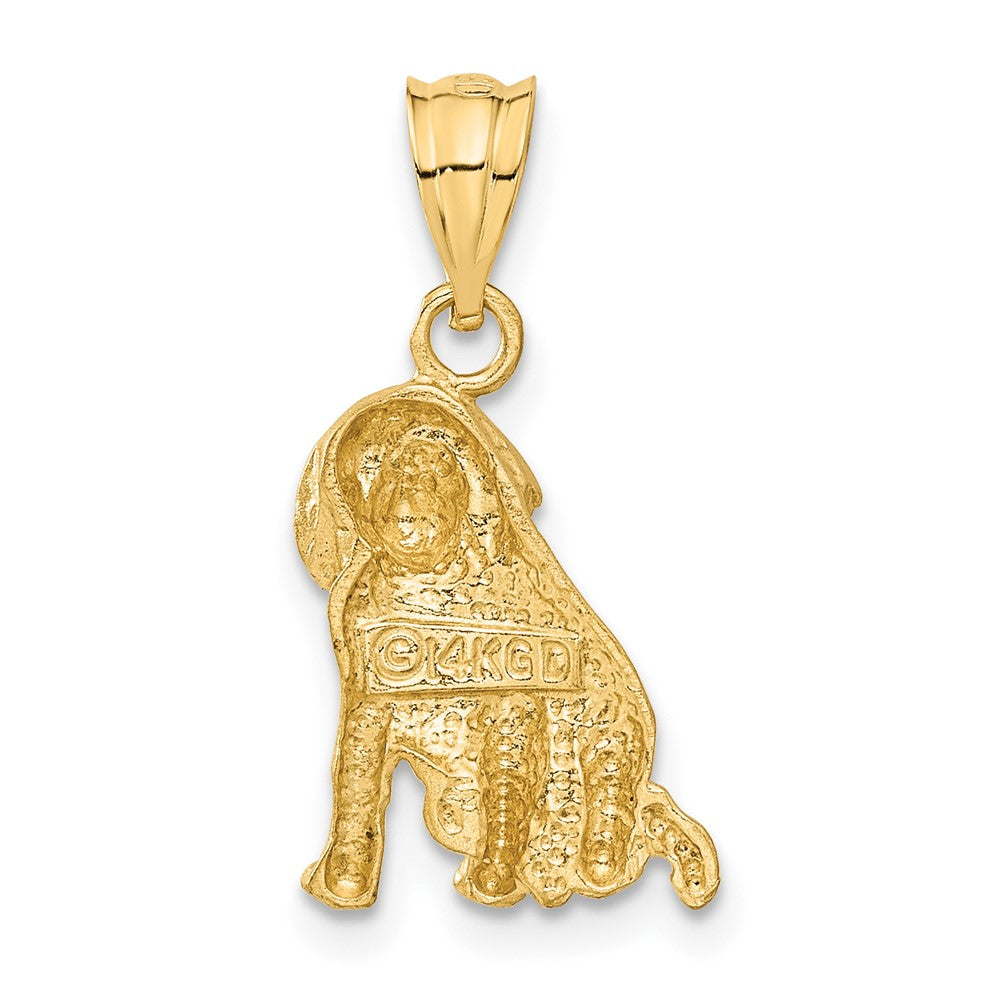 Alternate view of the 14k Yellow Gold 2D Satin and Diamond Cut Dog Pendant or Charm by The Black Bow Jewelry Co.