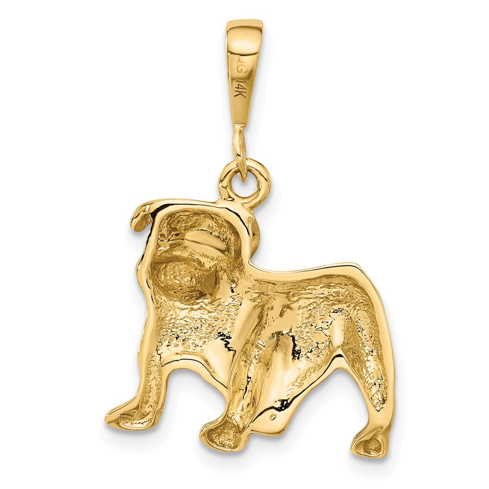 Alternate view of the 14k Yellow Gold Satin and Diamond Cut 2D Bulldog Pendant by The Black Bow Jewelry Co.
