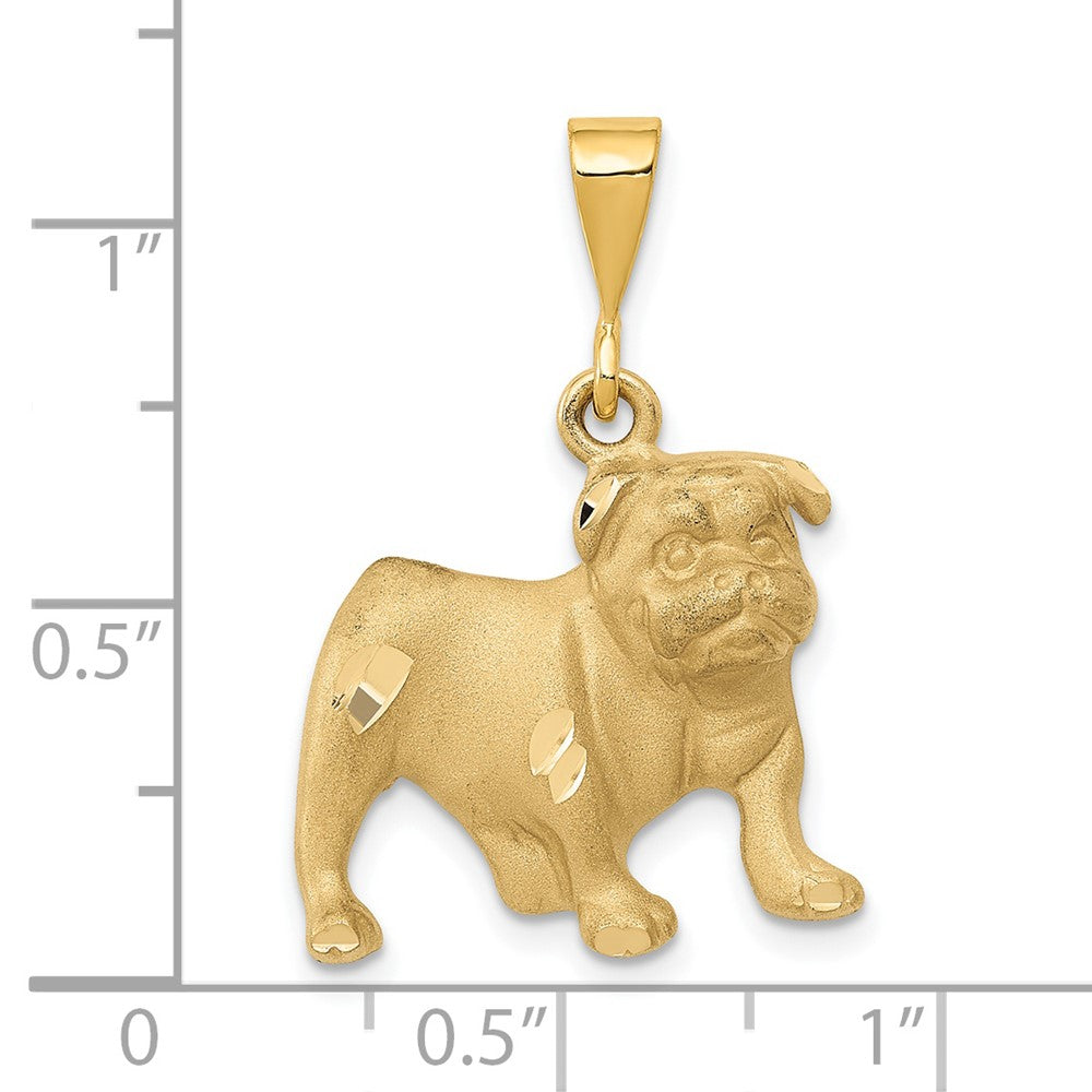 Alternate view of the 14k Yellow Gold Satin and Diamond Cut 2D Bulldog Pendant by The Black Bow Jewelry Co.