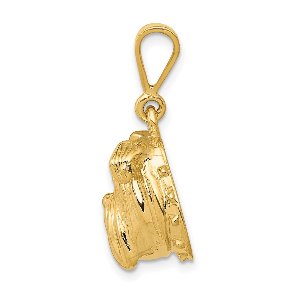 Alternate view of the 14k Yellow Gold Bulldog Head Pendant, 15mm by The Black Bow Jewelry Co.