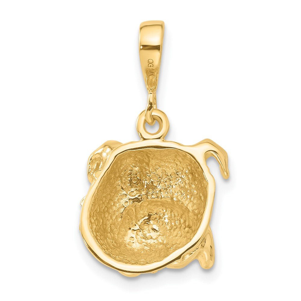 Alternate view of the 14k Yellow Gold Bulldog Head Pendant, 15mm by The Black Bow Jewelry Co.