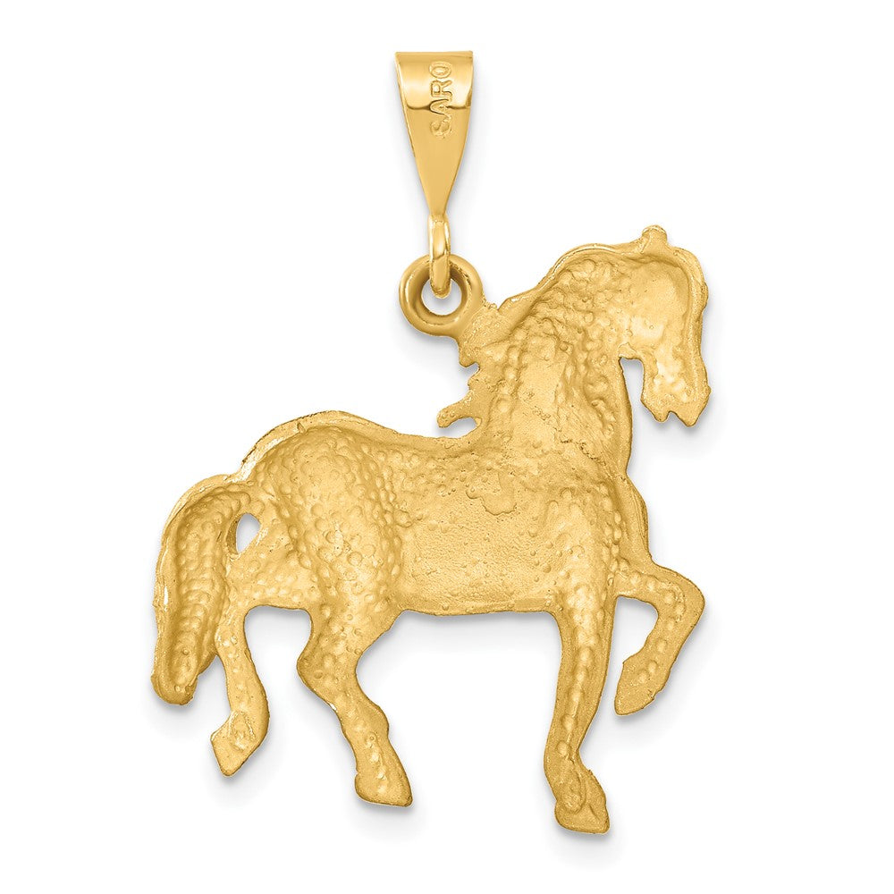 Alternate view of the 14k Yellow Gold Diamond Cut Horse Pendant, 25mm by The Black Bow Jewelry Co.