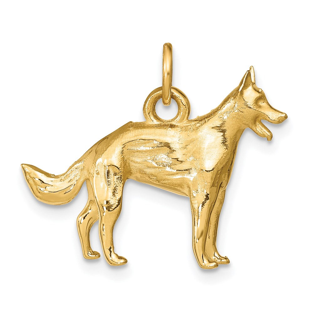 14k Yellow Gold 3D German Shepherd Charm or Pendant, Item P10581 by The Black Bow Jewelry Co.